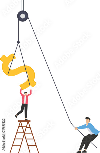 Growing business, raising income or wages, growth or improvement, increase price, interest rate or inflation, rising up direction concept

