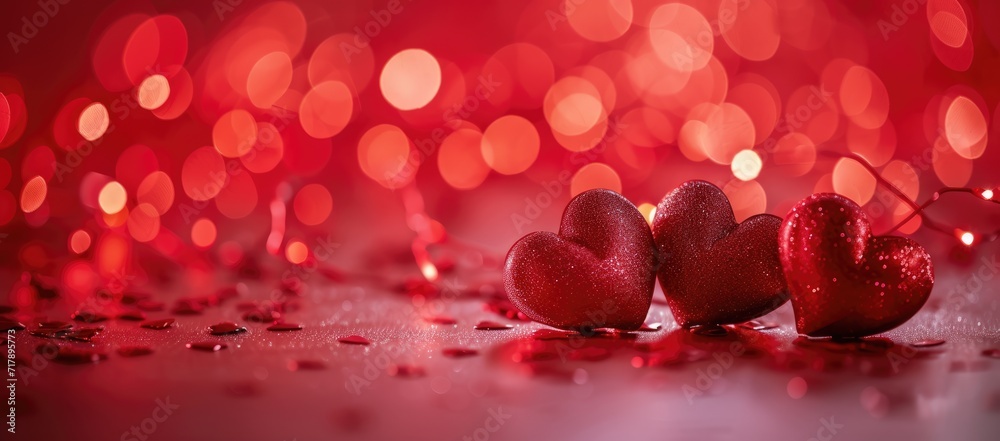 Valentine's day A captivating abstract background with a deep red hue filled with blurred heart shapes, creating a dreamy bokeh effect ideal for themes of love, romance, and Valentine's Day. Ai genera Valentine's day A captivating abstract background with a deep red hue filled with blurred heart shapes, creating a dreamy bokeh effect ideal for themes of love, romance, and Valentine's Day. Ai genera
