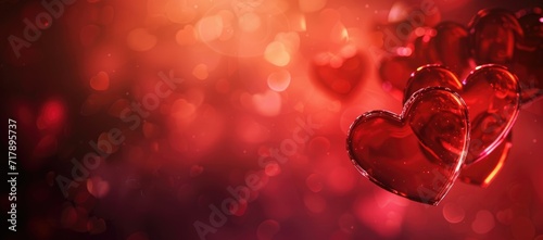 Valentine's day A captivating abstract background with a deep red hue filled with blurred heart shapes, creating a dreamy bokeh effect ideal for themes of love, romance, and Valentine's Day. Ai genera