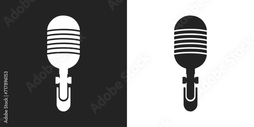 microphone vector illustration. voice, audio, podcast, or radio symbol button. logo of recorder in flat design graphic isolated on white 