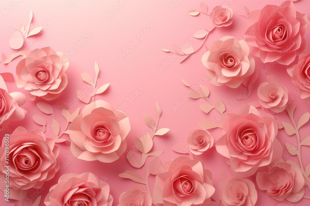 Valentine's day A delicate arrangement of pink and white spring flowers borders the left edge of a soft pink background, providing a fresh and serene space for messages. Ai generate Valentine's day A delicate arrangement of pink and white spring flowers borders the left edge of a soft pink background, providing a fresh and serene space for messages. Ai generate