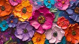 A textured floral pattern drawing using acrylic paints.