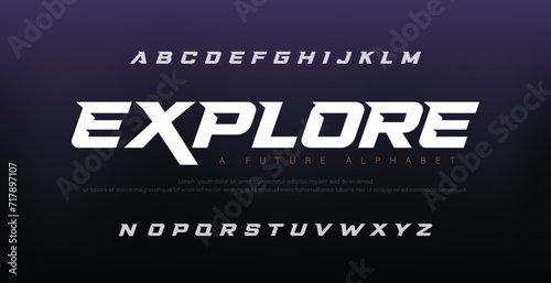 Sport Modern Italic Alphabet Font. Typography urban style fonts for technology, digital, movie logo design. vector illustration photo