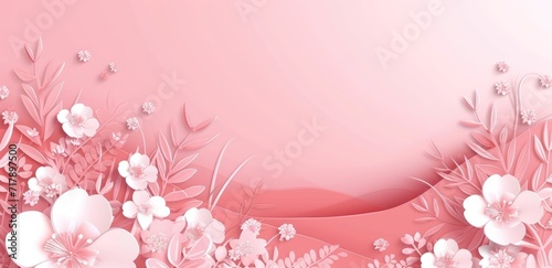 Valentine's day Soft pink roses and hearts delicately scattered on a pastel pink background create an elegant and romantic atmosphere with ample space for adding text. Ai generate