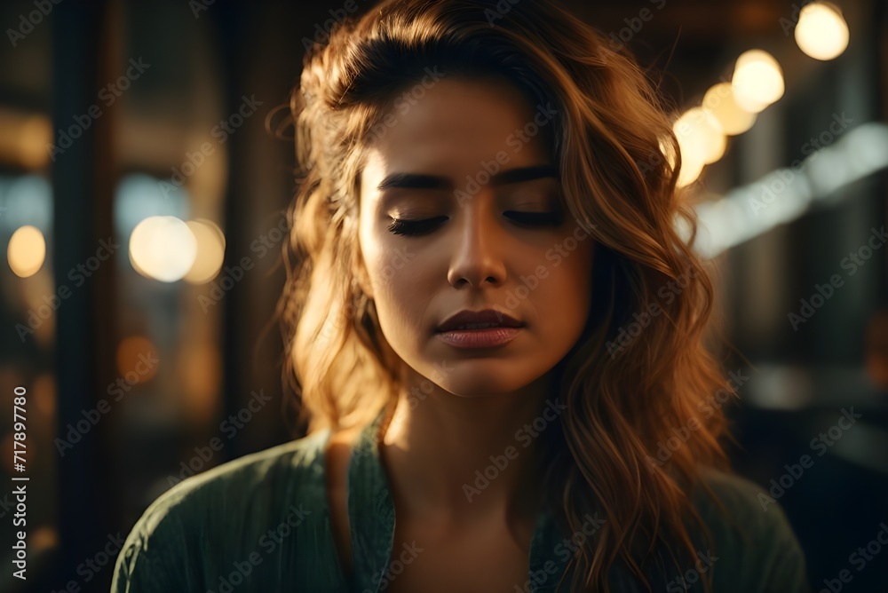 woman closes her eyes remembering happy feelings woman closes her eyes remembering happy feelings