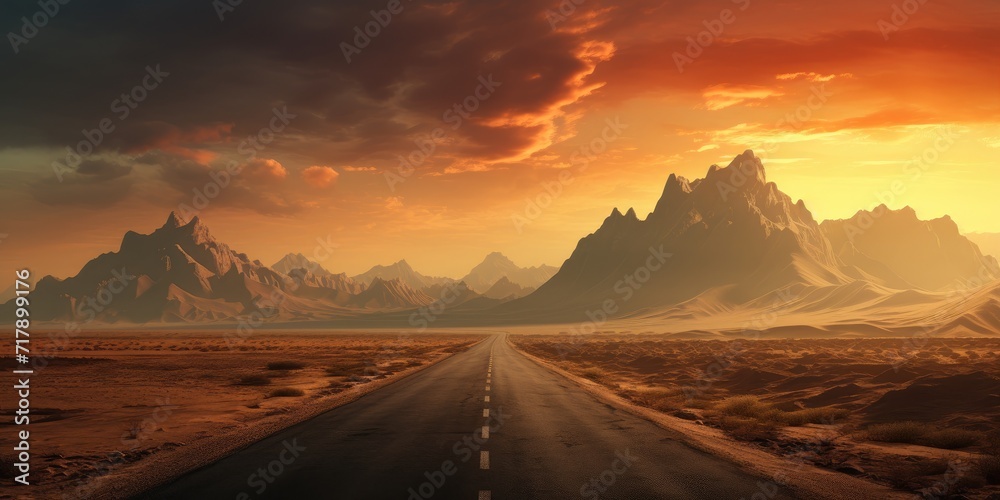 road to an unknown destination with mountains in the background