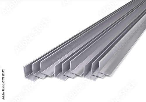 Angle steel. metal steel product. Steel galvanized and stainless. 3D rendering.