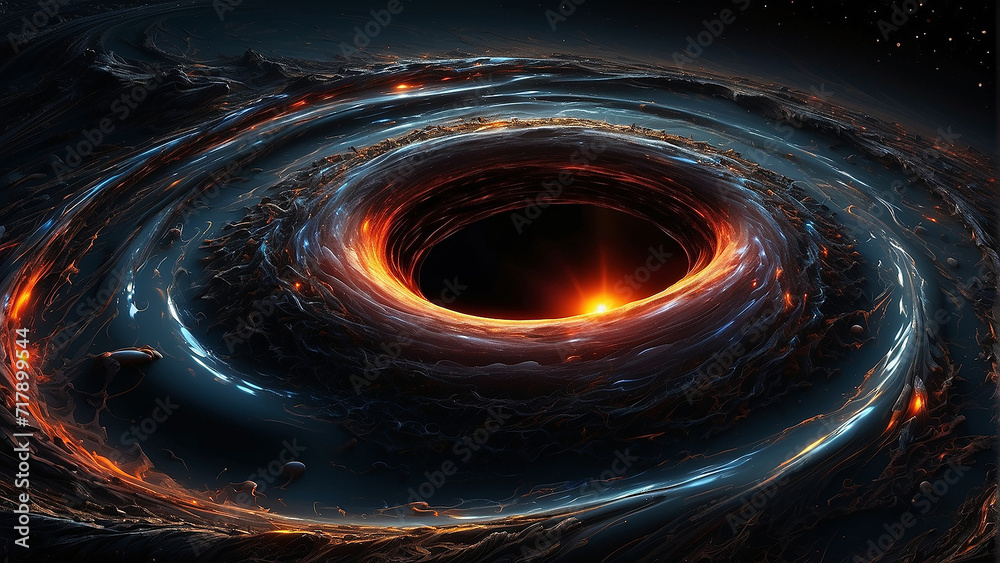 high resolution photo of a black hole with its swirling depths and mysterious darkness