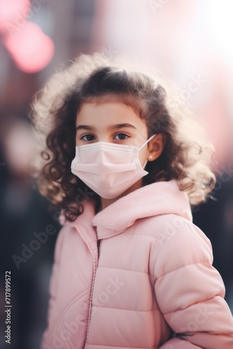 Little girl in medical mask