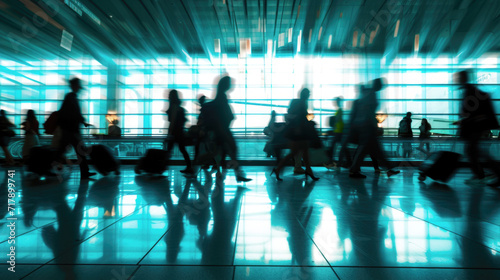 Wallpaper Mural Silhouetted Commuters: Rush Hour at the Airport Terminal Torontodigital.ca