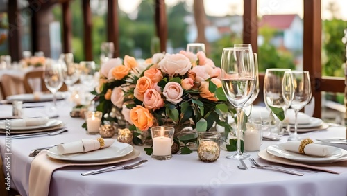 table set for a wedding reception photo