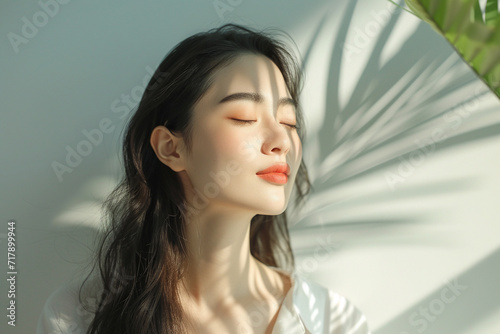 luxury woman model portrait natural background minimalistic