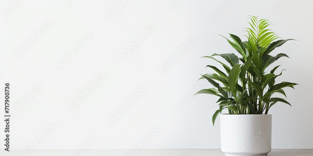 Houseplants in flower pot, white background.