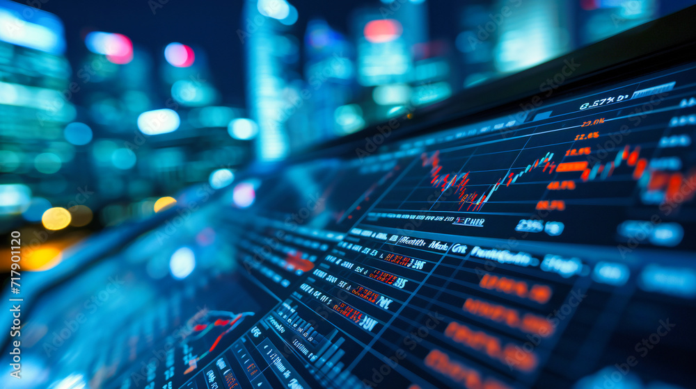 Analyzing Financial Success: Business Charts Displaying Stock Market Investments