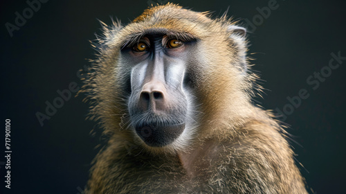 Solemn Baboon Portrait with a Pensive Expression