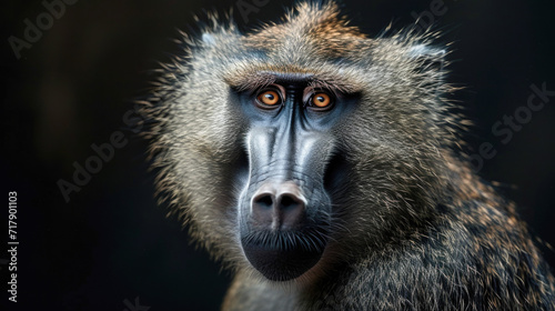 Solemn Baboon Portrait with a Pensive Expression