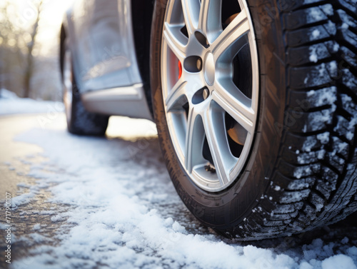 Winter Tire Grip on Snow-Covered Road