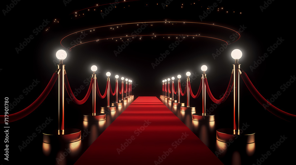 Luxurious and elegant red carpet staircase, holiday awards ceremony event Luxurious and elegant red carpet staircase, holiday awards ceremony event