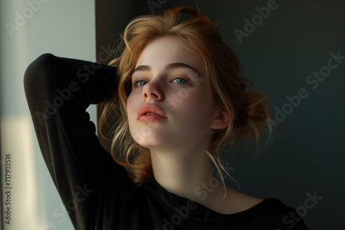luxury woman model portrait natural background minimalistic