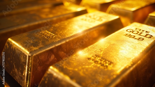 Close-up of Gold bars and Ingots Financial concept