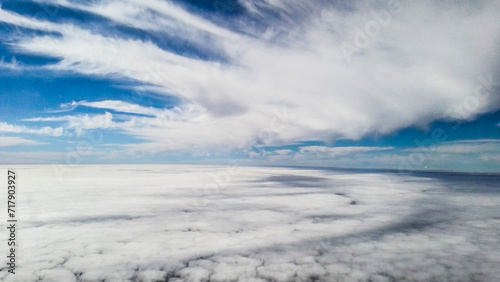 Window plane point of view cloudscape