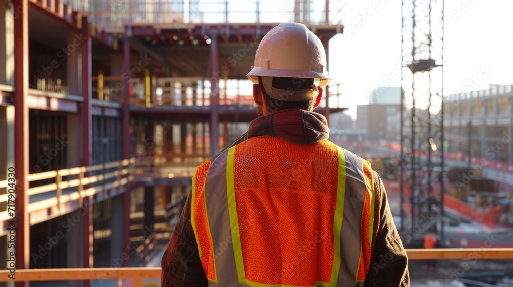Worker, builder, molarist, plasterer performs his work wearing a helmet. Construction profession, work on the construction of buildings and structures. Worker, builder, molarist, plasterer performs his work wearing a helmet. Construction profession, work on the construction of buildings and structures.