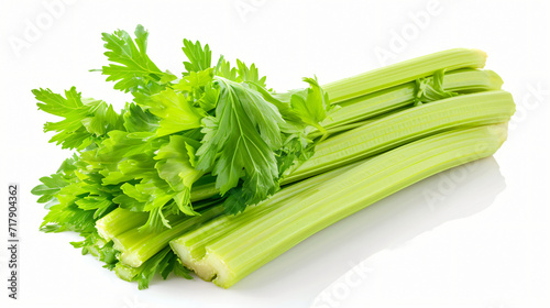 Celery sticks with leaf isolated on white background