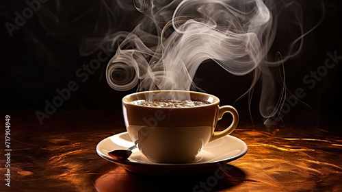 Rich, inviting, aromatic coffee, mesmerizing steam, warmth, indulgence, comforting, hot beverage. Generated by AI.