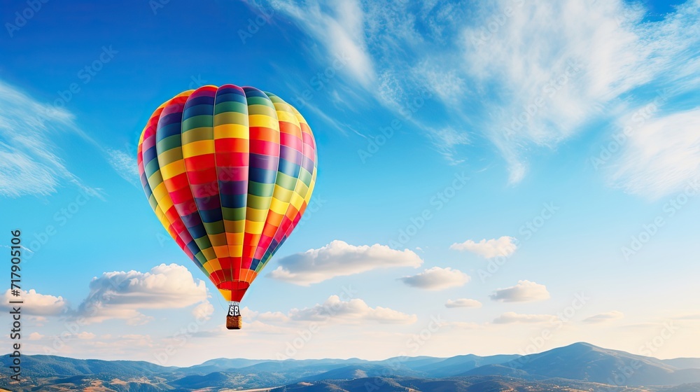 The vibrant hues of a hot air balloon. Vibrant, hot air balloon, hues, clear cobalt blue sky, picturesque, aerial view, serene, floating. Generated by AI. The vibrant hues of a hot air balloon. Vibrant, hot air balloon, hues, clear cobalt blue sky, picturesque, aerial view, serene, floating. Generated by AI.