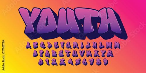 street art Graffiti  shaped alphabet set.