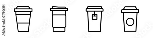 Set of coffee line icons. A simple illustration of a paper cup. This isolated vector illustration features a hot drink. Beverage graphic sing in vector flat style