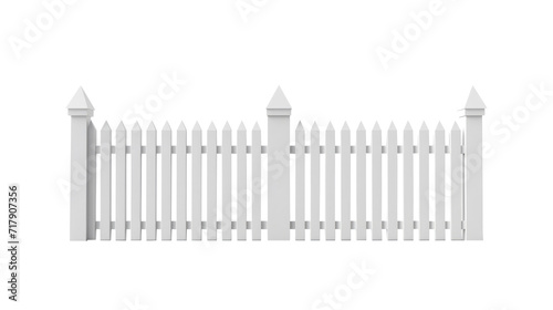 Wood white fence isolated on transparent background.