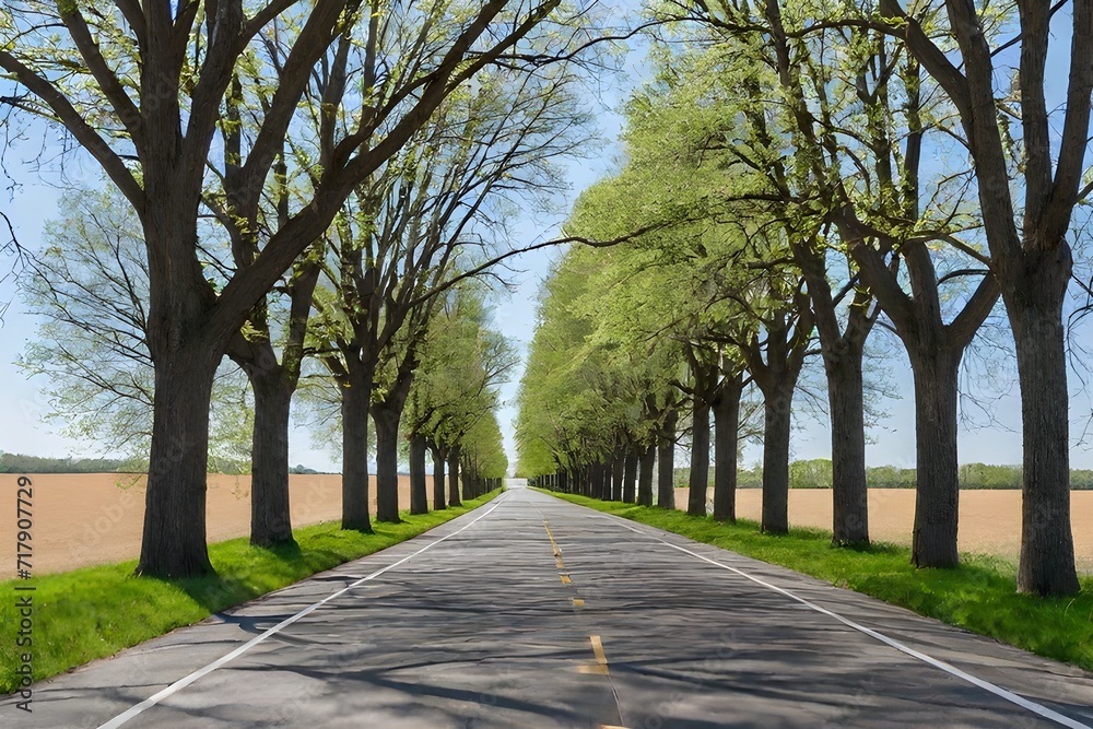 trees lined on either side