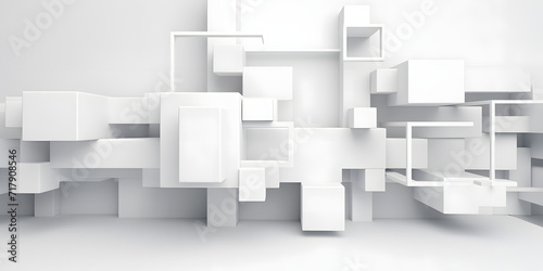 Abstract geometric composition, white background design, 3d render