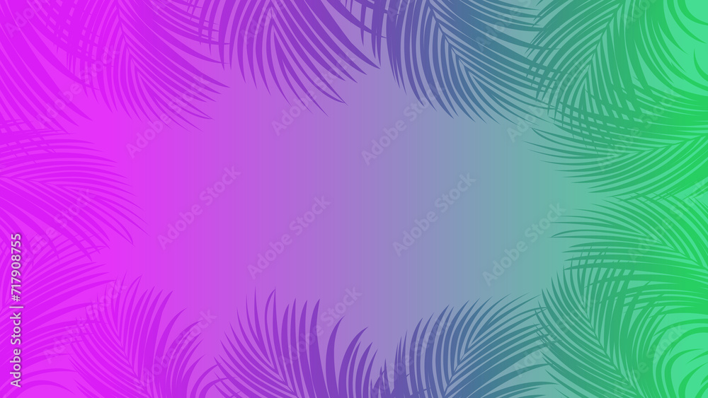 Tropical summer gradient background with palm leaves Tropical summer gradient background with palm leaves