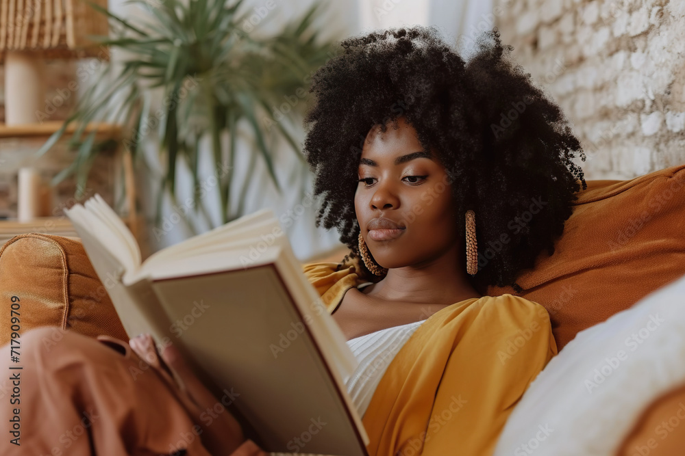 A Captivating Image of a Woman Immersed in the Pages of a Book A Captivating Image of a Woman Immersed in the Pages of a Book