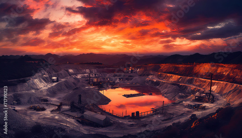 Lithium mine devastated landscape, environmental damage concept