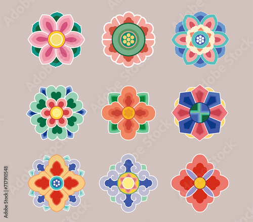 한국전통 단청문양 패턴 일러스트