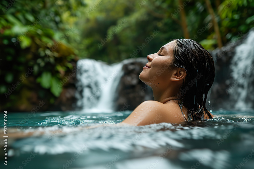 A Stunning Portrait of a Young Lady Submerged in the Purity of Waterfall Springs A Stunning Portrait of a Young Lady Submerged in the Purity of Waterfall Springs