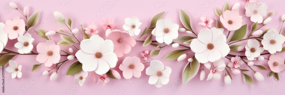 Pattern of white flowers on pink background