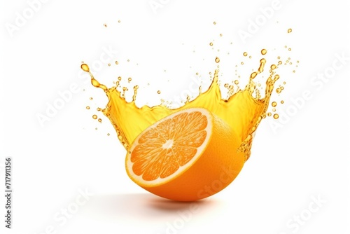 Orange with splashes and drops of orange juice