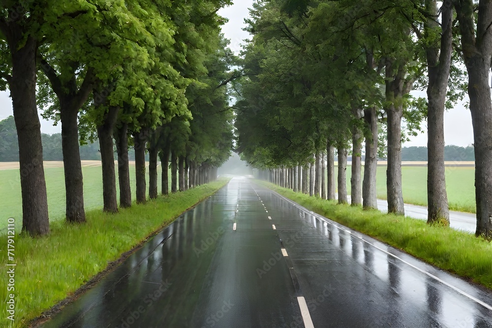 trees lined on either side trees lined on either side