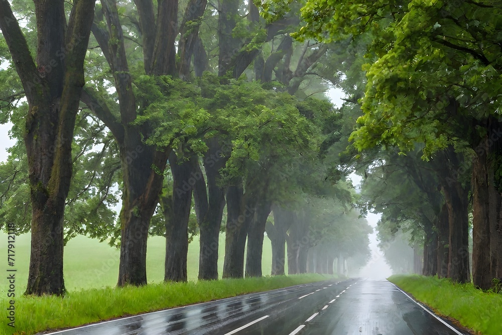 trees lined on either side trees lined on either side
