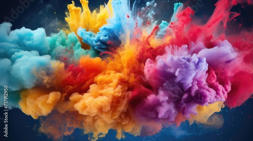 cosmic burst of color powder. spectacular rainbow explosion illustration ideal for eye-catching advertisements  art projects  and digital media