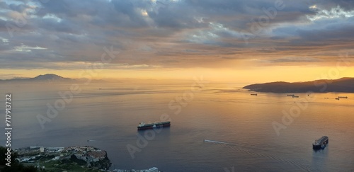 sunset over bay of Gibraltar 