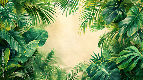 Tropical Foliage Extravaganza Lush Palm Leaves in a Vibrant Jungle Paradise  Generative Ai