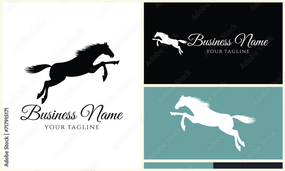 silhouette cowboy horseman logo template