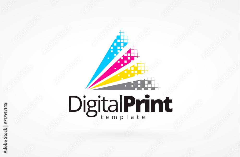 Logo Digital Print. CMYK Printing theme. Template design vector. White background.