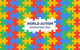 World Autism awareness day background. Template for banners, social media, medical posters, backgrounds, badge, brochures, print and health care awareness campaign for autism. Vector puzzle background