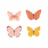 Clipart de borboletas nas cores rosa, bege e laranja isolado no fundo branco